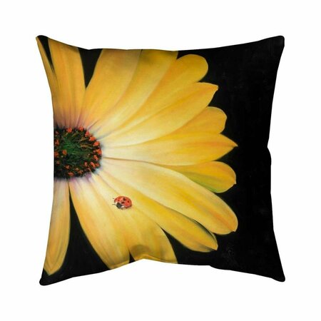 FONDO 20 x 20 in. Yellow Daisy & Ladybug-Double Sided Print Indoor Pillow FO2794138